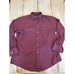 Southern Tide Mens Large Red Navy Check Long Sleeve Button Down Shirt Skipjack L